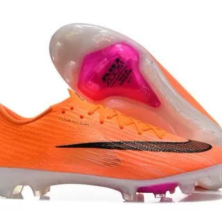 Nike Orange Black Flyknit Upper Low-Cut Bootie Firm-Ground Soccer Shoes