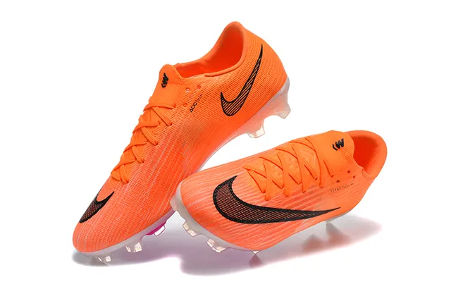 Nike Orange Black Flyknit Upper Low-Cut Bootie Firm-Ground Soccer Shoes 2