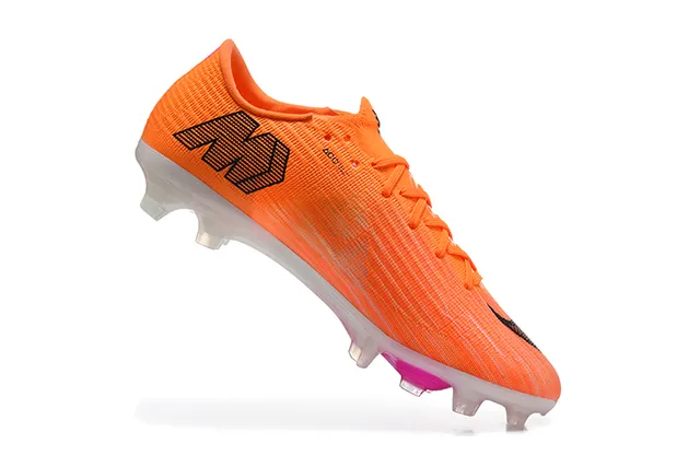 Nike Orange Black Flyknit Upper Low-Cut Bootie Firm-Ground Soccer Shoes 3