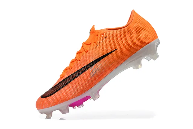 Nike Orange Black Flyknit Upper Low-Cut Bootie Firm-Ground Soccer Shoes 4
