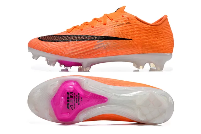 Nike Orange Black Flyknit Upper Low-Cut Bootie Firm-Ground Soccer Shoes 9