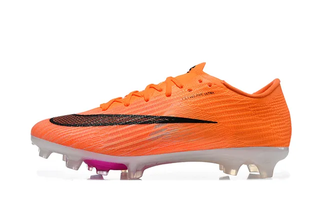Nike Orange Black Flyknit Upper Low-Cut Bootie Firm-Ground Soccer Shoes 10