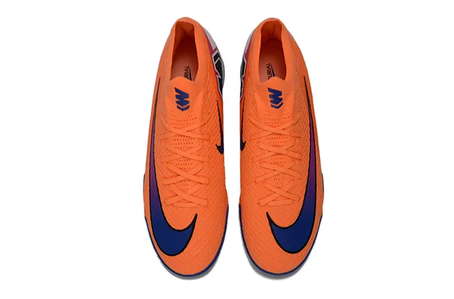 Nike Orange Blue Knit Upper Dynamic Fit Collar Firm-Ground Soccer Shoes 2