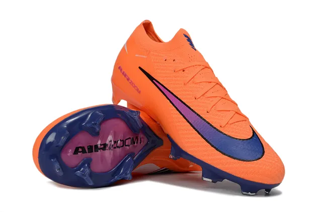 Nike Orange Blue Knit Upper Dynamic Fit Collar Firm-Ground Soccer Shoes 3