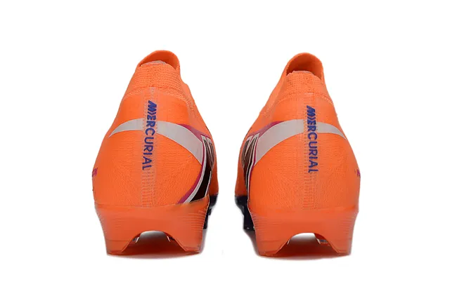 Nike Orange Blue Knit Upper Dynamic Fit Collar Firm-Ground Soccer Shoes 4