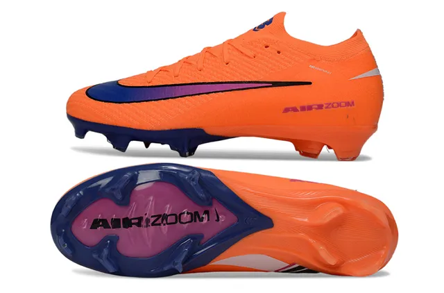 Nike Orange Blue Knit Upper Dynamic Fit Collar Firm-Ground Soccer Shoes 5