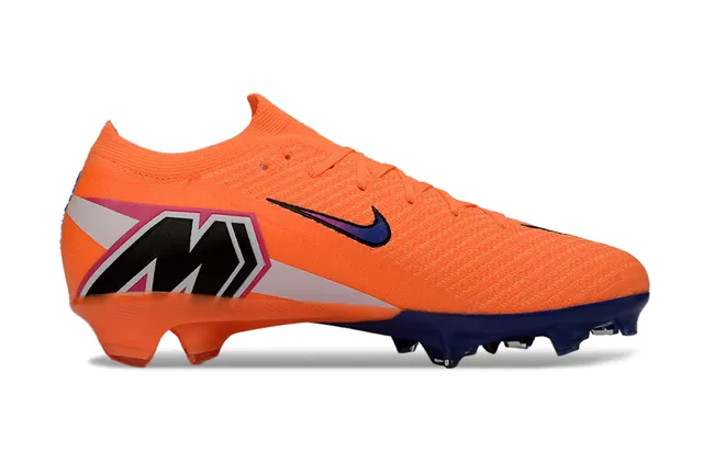 Nike Orange Blue Knit Upper Dynamic Fit Collar Firm-Ground Soccer Shoes 7