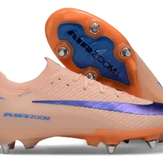 Nike Orange Purple Low-Cut Sock-Fit Upper Flyknit-Like Knit Construction Firm-Ground Soccer Shoes