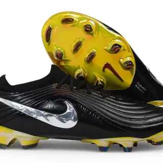 Nike Phantom GT Black and Iridescent Yellow Firm-Ground Soccer Shoes