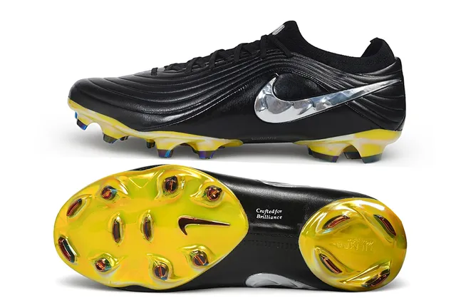 Nike Phantom GT Black and Iridescent Yellow Firm-Ground Soccer Shoes 6