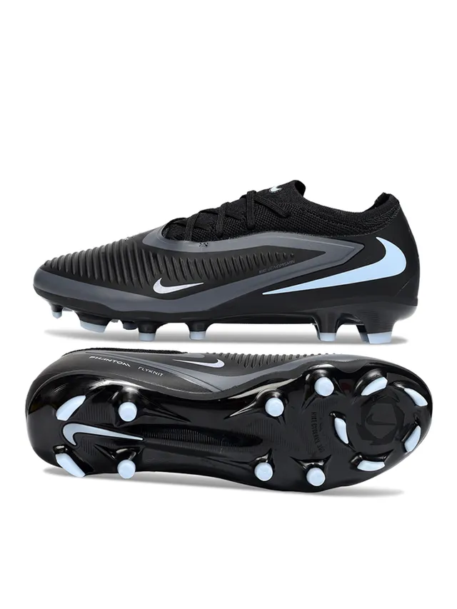 Nike Phantom GT Black and Light Blue Firm-Ground Soccer Shoes 6