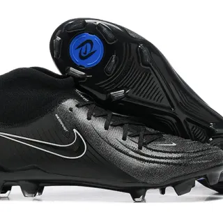 Nike Phantom GT Black Blue High-Cut Sock-Fit Collar Firm-Ground Soccer Shoes