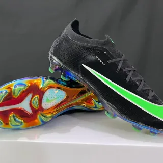 Nike Phantom GT أسود أخضر أحذية كرة القدم جوارب محبوكة أربطة غير متماثلة أرضية صلبة