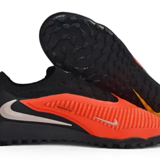 Nike Phantom GT Black Orange Knit Collar Textured Synthetic Cage Turf Soccer Shoes