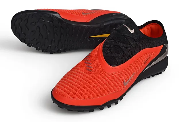 Nike Phantom GT Negro Naranja Cuello Tejido Sintético Texturizado Jaula Césped Zapatos de Fútbol 4