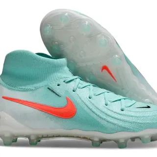 Nike Phantom GT Blue Orange High-Top Knit Upper Sock-Fit Collar Firm-Ground Soccer Shoes