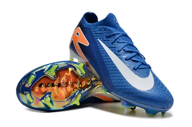 Nike Phantom GT Blue Orange Low-Cut Knit Upper Asymmetric Lacing Firm-Ground Soccer Shoes 3