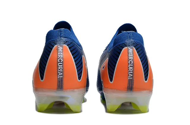 Nike Phantom GT Blue Orange Low-Cut Knit Upper Asymmetric Lacing Firm-Ground Soccer Shoes 4