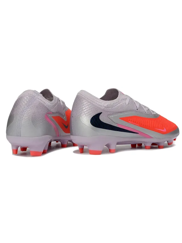 Nike Phantom GT Tênis de Futebol Cinza Laranja Low-Cut Knit Upper Asymmetric Chevron Overlay Campo Firme 6