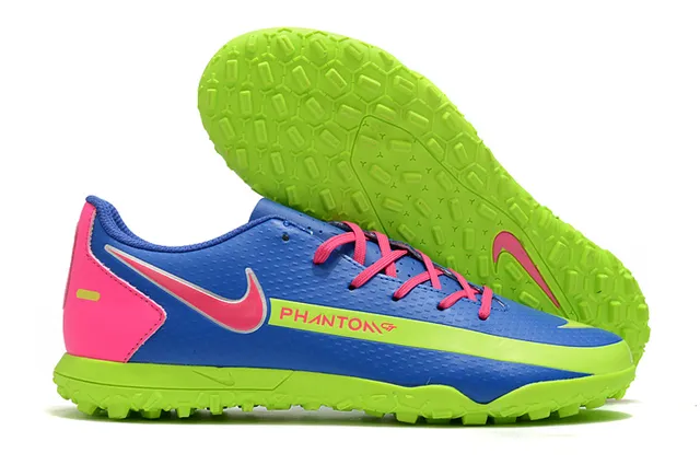 Nike Phantom GT Vert Bleu Bas-Coupé Maille Synthétique Supérieure Swoosh Turquoise Superposition Chaussures de Football Turf 13