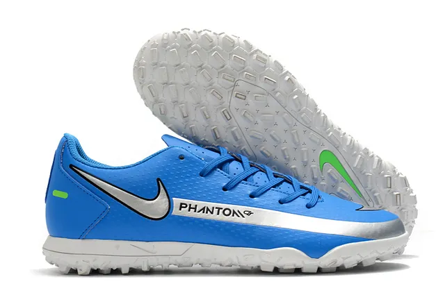 Nike Phantom GT Vert Bleu Bas-Coupé Maille Synthétique Supérieure Swoosh Turquoise Superposition Chaussures de Football Turf 17