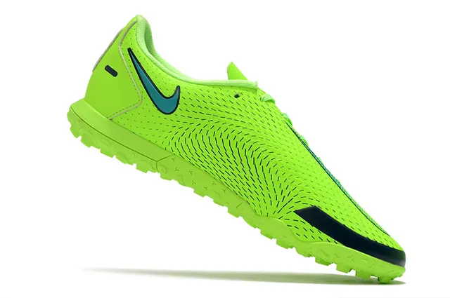 Nike Phantom GT Vert Bleu Bas-Coupé Maille Synthétique Supérieure Swoosh Turquoise Superposition Chaussures de Football Turf 20