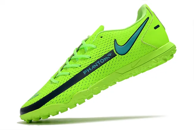 Nike Phantom GT Vert Bleu Bas-Coupé Maille Synthétique Supérieure Swoosh Turquoise Superposition Chaussures de Football Turf 21