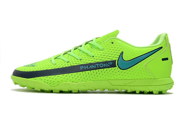 Nike Phantom GT Vert Bleu Bas-Coupé Maille Synthétique Supérieure Swoosh Turquoise Superposition Chaussures de Football Turf 22