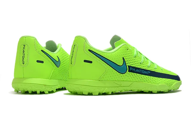 Nike Phantom GT Vert Bleu Bas-Coupé Maille Synthétique Supérieure Swoosh Turquoise Superposition Chaussures de Football Turf 24