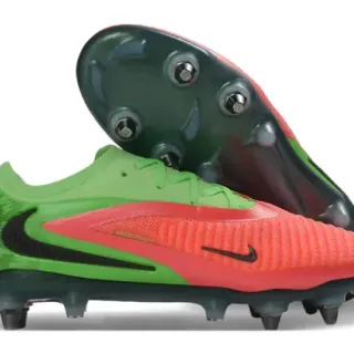Nike Phantom GT أخضر أحمر منخفض القطعة أعلى نيت رباطات غير متماثلة أرضية صلبة أحذية كرة القدم