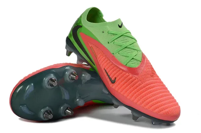 Nike Phantom GT أخضر أحمر منخفض القطعة أعلى نيت رباطات غير متماثلة أرضية صلبة أحذية كرة القدم 4