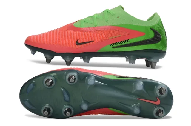 Nike Phantom GT أخضر أحمر منخفض القطعة أعلى نيت رباطات غير متماثلة أرضية صلبة أحذية كرة القدم 6