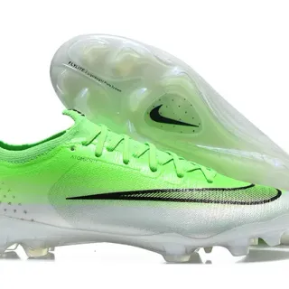 Nike Phantom GT Green White Low-Cut Knit Upper Asymmetric Lacing Firm-Ground Soccer Shoes