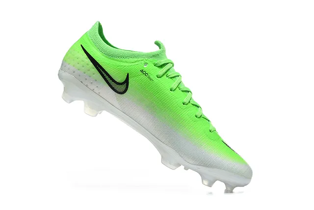 Nike Phantom GT Green White Low-Cut Knit Upper Asymmetric Lacing Firm-Ground Soccer Shoes 3