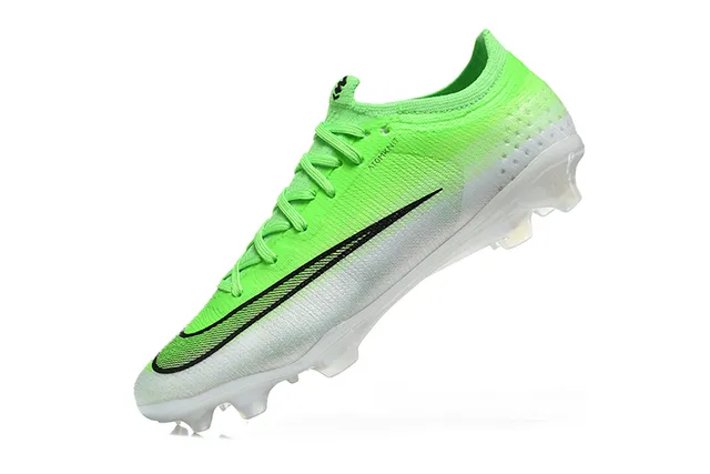 Nike Phantom GT Green White Low-Cut Knit Upper Asymmetric Lacing Firm-Ground Soccer Shoes 4
