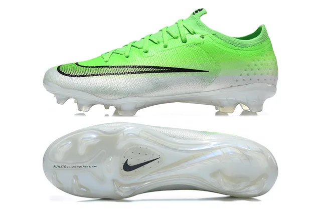 Nike Phantom GT Green White Low-Cut Knit Upper Asymmetric Lacing Firm-Ground Soccer Shoes 9