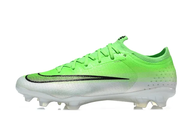 Nike Phantom GT Green White Low-Cut Knit Upper Asymmetric Lacing Firm-Ground Soccer Shoes 10