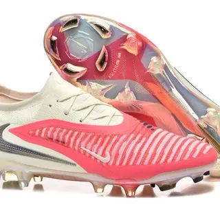 Nike Phantom GT Pink Beige Low-Cut Knit Upper Dynamic Cage Overlay Firm-Ground Soccer Shoes