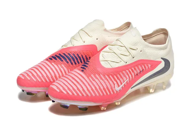 Nike Phantom GT Pink Beige Low-Cut Knit Upper Dynamic Cage Overlay Firm-Ground Soccer Shoes 8