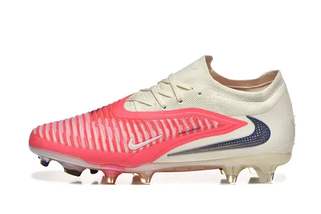 Nike Phantom GT Pink Beige Low-Cut Knit Upper Dynamic Cage Overlay Firm-Ground Soccer Shoes 10