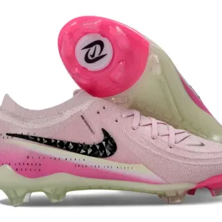 Nike Phantom GT Pink Transparent Knit Upper Geometric Swoosh Overlay Firm-Ground Soccer Shoes