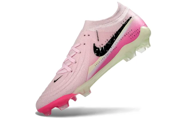 Nike Phantom GT Pink Transparent Knit Upper Geometric Swoosh Overlay Firm-Ground Soccer Shoes 3