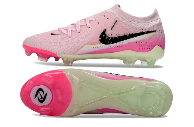 Nike Phantom GT Pink Transparent Knit Upper Geometric Swoosh Overlay Firm-Ground Soccer Shoes 6