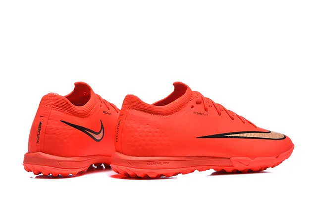 Nike Phantom GT Red Black Low-Cut Knit Upper Molded Square-Stud Outsole Turf Soccer Shoes 5