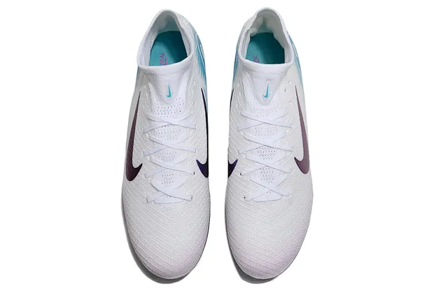 Nike Phantom GT White Blue High-Top Knit Upper Iridescent Purple Swoosh Firm-Ground Soccer Shoes 2