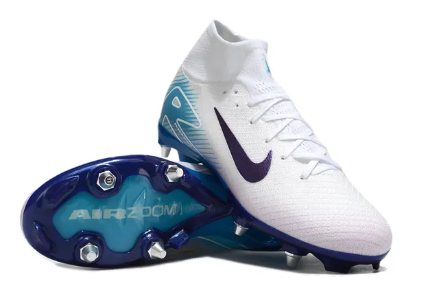 Nike Phantom GT White Blue High-Top Knit Upper Iridescent Purple Swoosh Firm-Ground Soccer Shoes 3