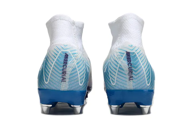 Nike Phantom GT White Blue High-Top Knit Upper Iridescent Purple Swoosh Firm-Ground Soccer Shoes 4