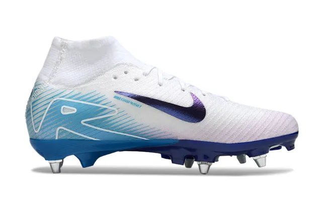 Nike Phantom GT White Blue High-Top Knit Upper Iridescent Purple Swoosh Firm-Ground Soccer Shoes 7