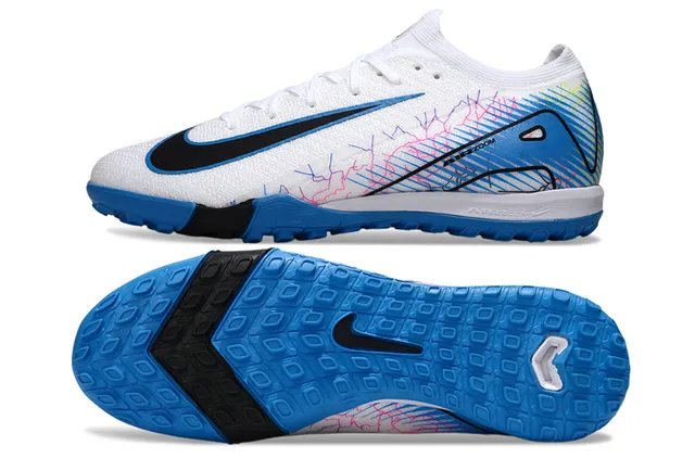 Nike Phantom GT White Blue Knit Upper Graphic-Print Side Panel Turf Soccer Shoes 5
