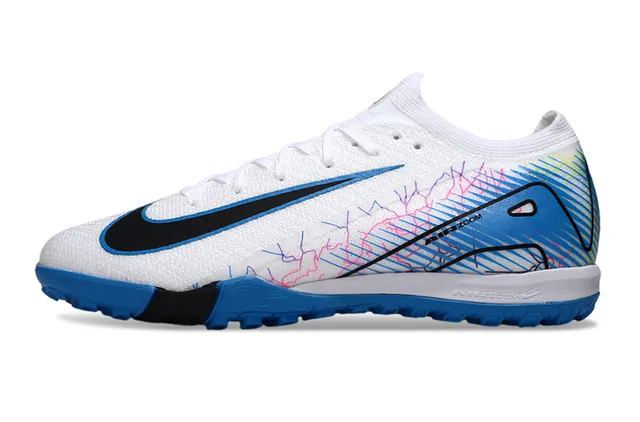 Nike Phantom GT White Blue Knit Upper Graphic-Print Side Panel Turf Soccer Shoes 8